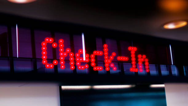istock Check-In Marquee Sign At Airport 1244592339