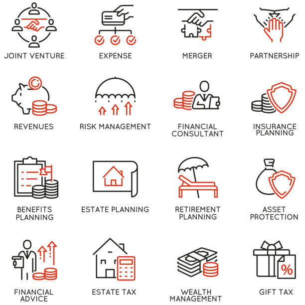 Vector Set of Linear Icons Related to Finance Report, Accounting, Calculation, Consultation and Audit. Mono Line Pictograms and Infographics Design Elements Vector Set of Linear Icons Related to Finance Report, Accounting, Calculation, Consultation and Audit. Mono Line Pictograms and Infographics Design Elements tax icons stock illustrations