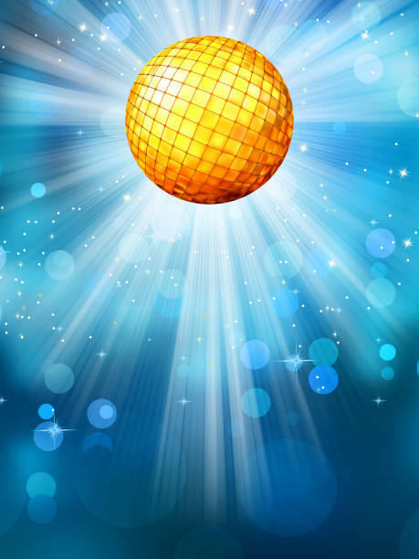 illustrazioni stock, clip art, cartoni animati e icone di tendenza di sfondo blu con palla da discoteca. eps 10 - disco ball sunbeam evening ball design