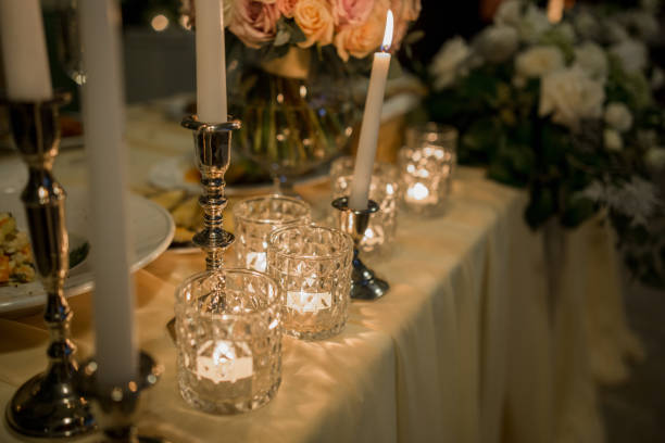 istock candles on a table in a restaurant with decor 1244601935