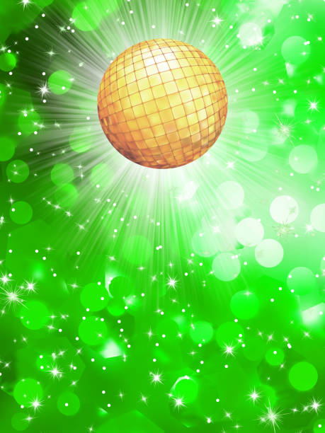 illustrazioni stock, clip art, cartoni animati e icone di tendenza di verde astratto con palla da discoteca. eps 10 - disco ball sunbeam evening ball design