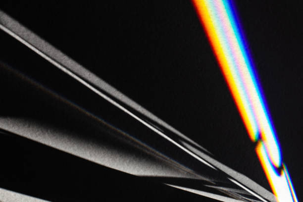 istock Black futuristic shadows and bright light refraction glow effect 1244605337