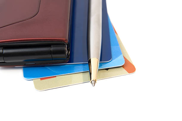 istock Mobile phone, pen and credit cards 124460787