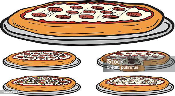 Pizza À La Chambre Avec Très Grand Lit Vecteurs libres de droits et plus d'images vectorielles de Aliment - Aliment, Aliment en portion, Alimentation lourde