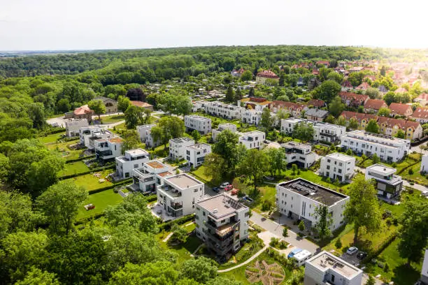 Weimar, Germany: Aerial view of modern houses