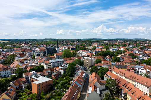 Germany: Aerial view of Weimar with the historic city center.