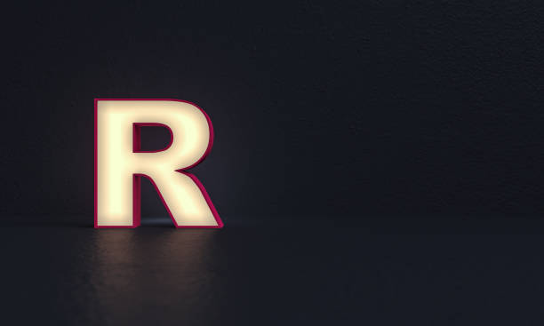 istock Frosted glass alphabet letter R - dark background - 3d rendering 1244629445