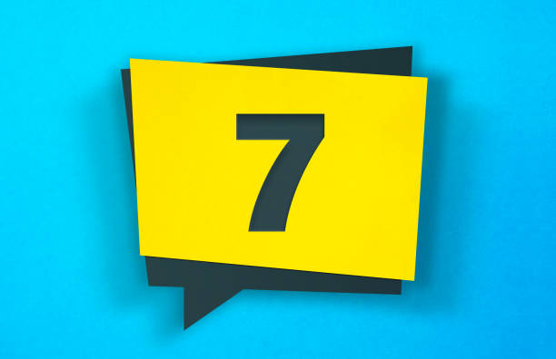 istock Yellow Speech Bubble Sticker On A Blue Background. Number 7 1244658794
