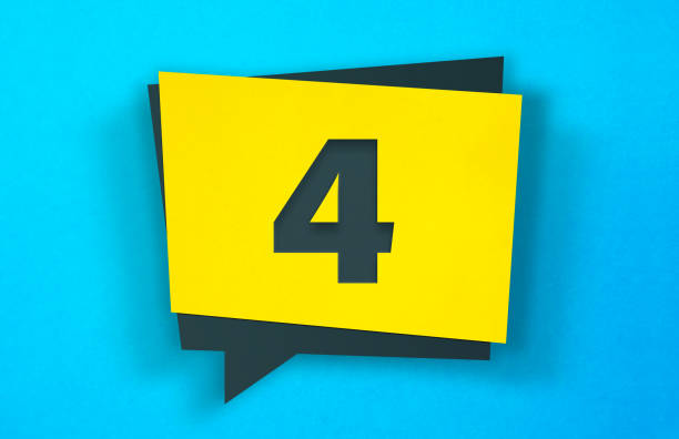 istock Yellow Speech Bubble Sticker On A Blue Background. Number 4 1244662512