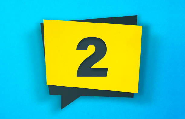 istock Yellow Speech Bubble Sticker On A Blue Background. Number 2 1244664205
