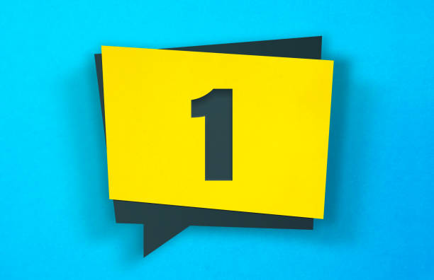 istock Yellow Speech Bubble Sticker On A Blue Background. Number 1 1244665838