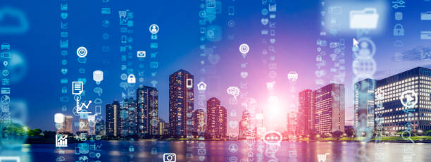 istock Smart city and communication network concept. 5G. IoT (Internet of Things). Telecommunication. 1244666355