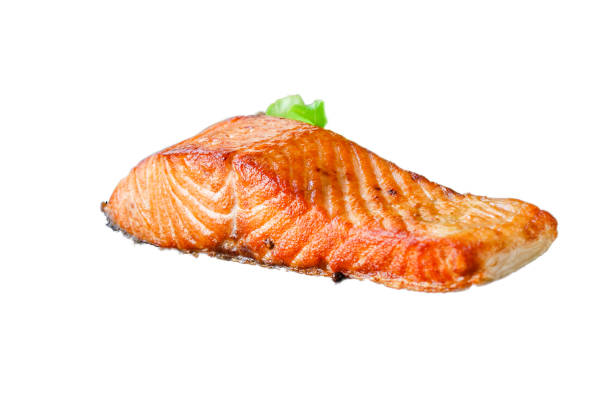 istock fried salmon barbecue grill Menu concept serving size. food background top view copy space for text keto or paleo pescatarian diet organic healthy eating 1244675382