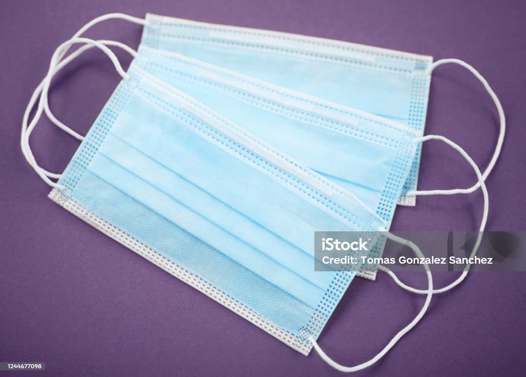 Surgical mask fpp1 Photograph of fpp1 surgical masks for the protection of the population, covid19 Blue Stock Photo