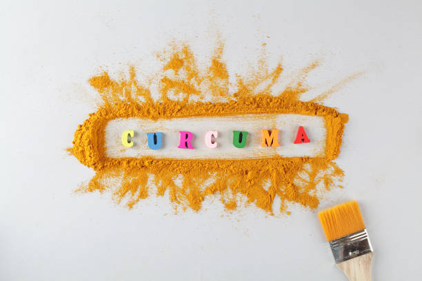 istock text curcuma and turmeric powder on gray background 1244690786