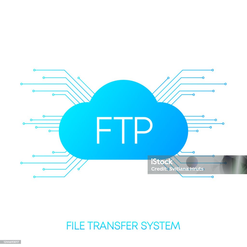 Ftp Server Transfer Files System Blue Gradient Objects On White ...