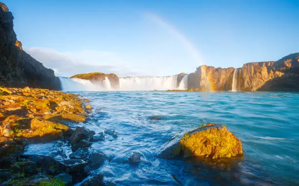 Photo of Magical view of powerful Godafoss cascade.