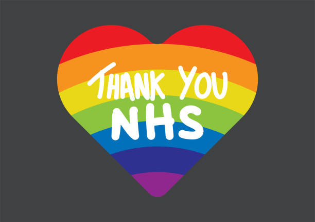 illustrazioni stock, clip art, cartoni animati e icone di tendenza di grazie nhs vettore cuore arcobaleno - servizio sanitario nazionale britannico