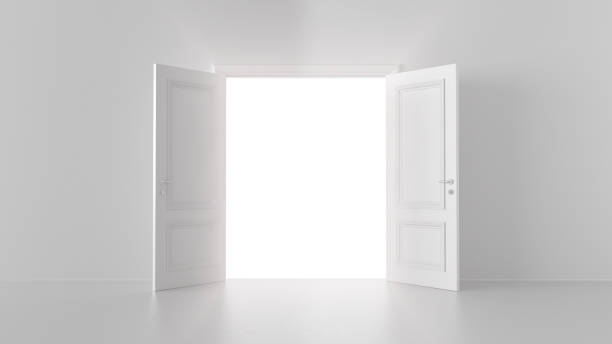 istock 3d render shine of an open door in a bright room 1244728066