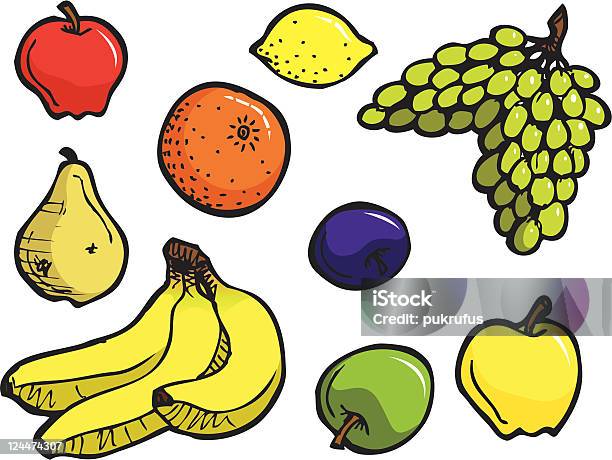 Ilustración de Fruta Fresca Combinación De Ilustración y más Vectores Libres de Derechos de Amarillo - Color - Amarillo - Color, Arco iris, Ciruela