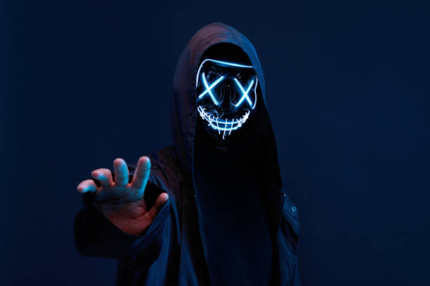 istock Dangerous hooded hacker. Internet, cyber crime, cyber attack, system breaking and malware concept. Anonymous. Dark background. 1244749707