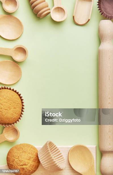 Baking Tools Rectangular Background Baking Tools Background Baking Tools Copy Space Wooden Baking Tools Top ...