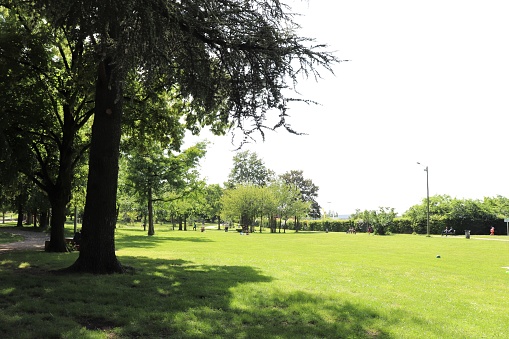 The Parc des Lilattes in Bourgoin, large green space, town of Bourgoin Jallieu, Department of Isère, France