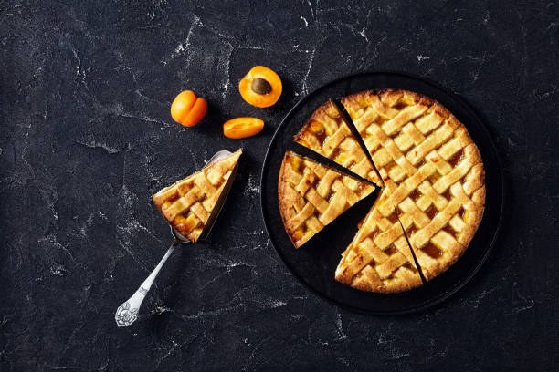istock sweet apricot shortcrust pie with a lattice pie crust topping 1244801697