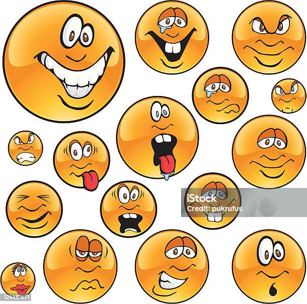 Expression Faces Stock Illustration - Download Image Now - Anger, Anthropomorphic Smiley Face, Anxiety