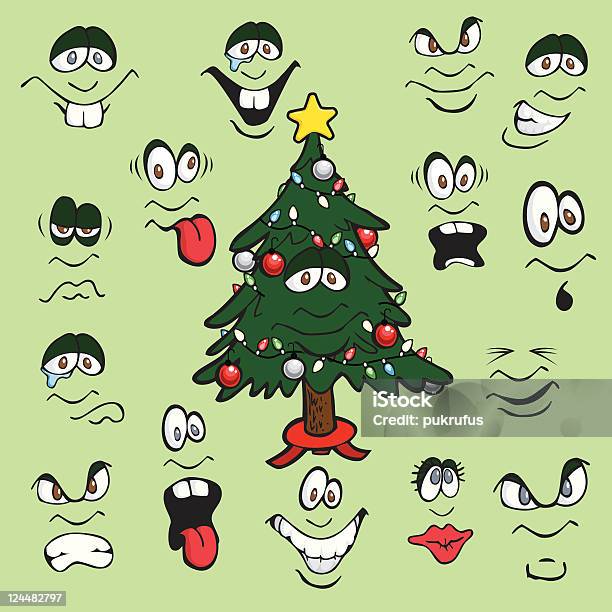 Arbre De Noël Expressions Vecteurs libres de droits et plus d'images vectorielles de Sapin de Noël - Sapin de Noël, Cartoon, Grognon