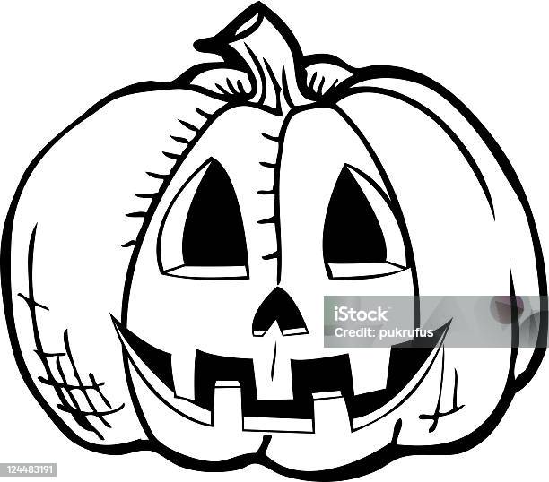 Jack O Lantern Line Art Stock Illustration - Download Image Now - Line Art, Pumpkin, Candlelight