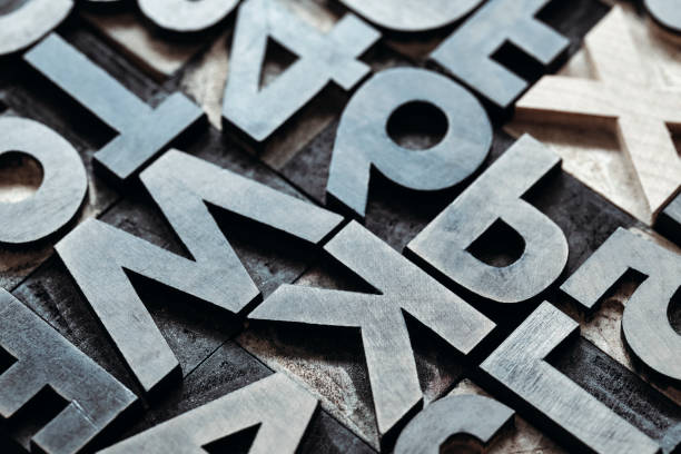 ●レタープレスの木型の背景 - typescript letterpress wood typing ストックフォトと画像