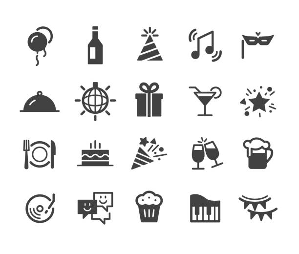 ikony imprezowe - seria klasyczna - parties stock illustrations