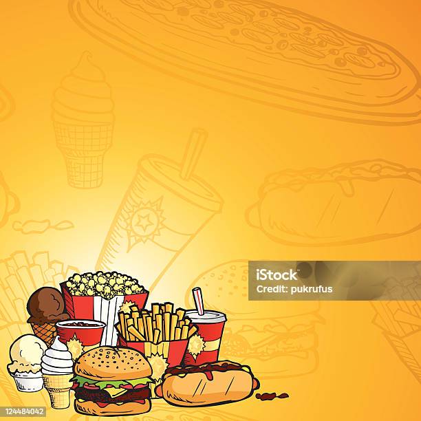 Fond De Fast Food Vecteurs libres de droits et plus d'images vectorielles de Aliment surgelé - Aliment surgelé, Alimentation lourde, Cheeseburger