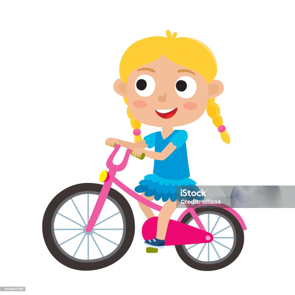 Ilustración de Chica Rubia De Dibujos Animados Montando Una Bicicleta  Divirtiéndose Montando Bicicletas Iso y más Vectores Libres de Derechos de  Actividad de fin de semana - iStock