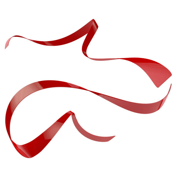 istock Set of red curled ribbons isolated on white background 1244859086