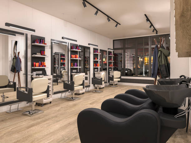 istock modern hairdressing salon interior, 3d illustration 1244864449