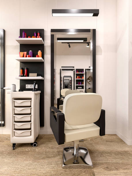 istock modern hairdressing salon interior, 3d illustration 1244866734