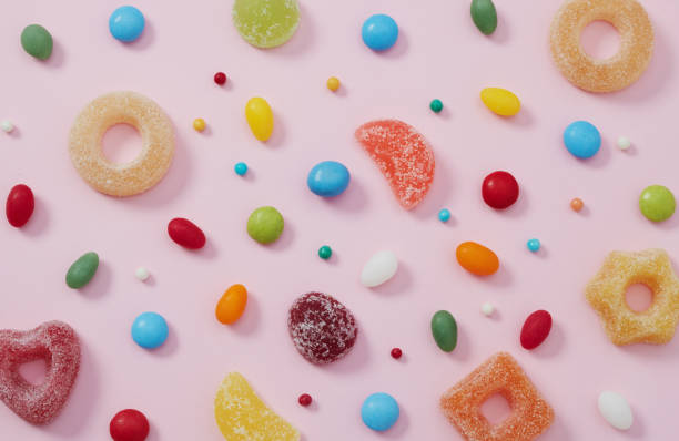 Multi-colored candies Assorted sweets variety background candy jellybean variation color image stock pictures, royalty-free photos & images