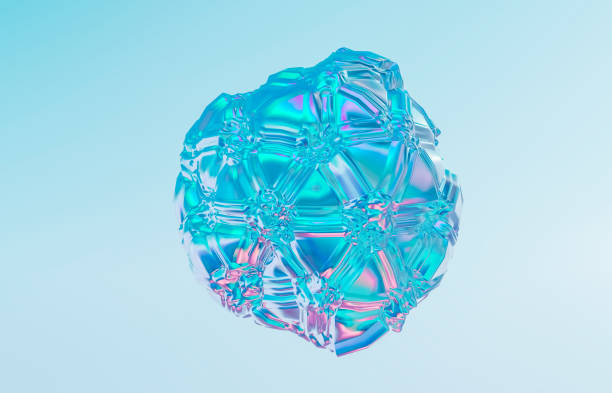 istock Abstract geometric crystal background, iridescent texture, faceted gem. 1244884495