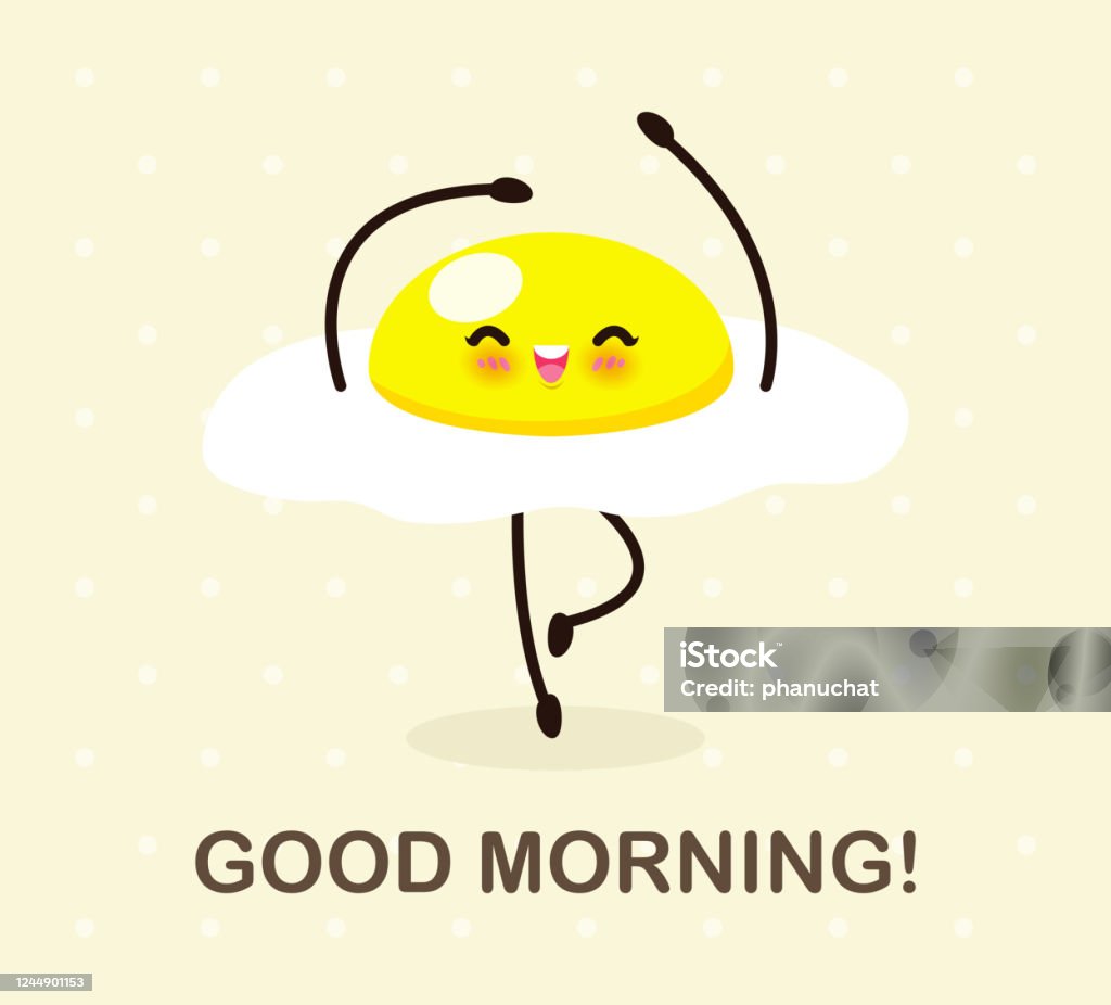 Fun Breakfast Good Morning Funny Food Cute Fried Egg Dancing Isolated On  Background For Card Poster Banner Web Design Vector Illustration Stock  Illustration - Download Image Now - iStock