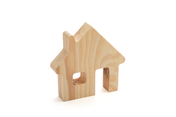 istock Wooden house shape on white background with clipping path 1244913682