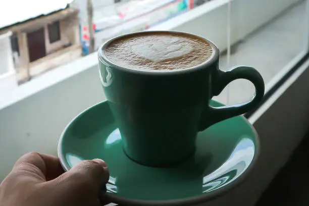 serving coffee, hot cofffee or latte coffee