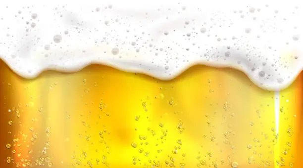 Vector illustration of Beer with bubbles and foam background
