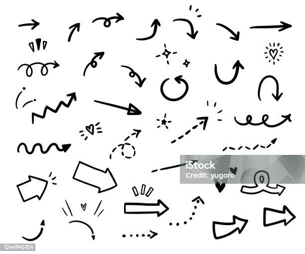 Seperangkat Panah Vektor Ilustrasi Stok - Unduh Gambar Sekarang - Simbol panah, Anak panah - Busur dan panah, Doodle