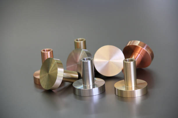 istock Turning process CNC Metal working  CNC lathe machine. Metal component 1244947852