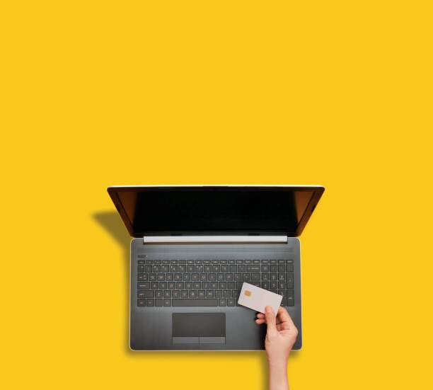 istock Person making online payment using laptop for shopping 1244958719
