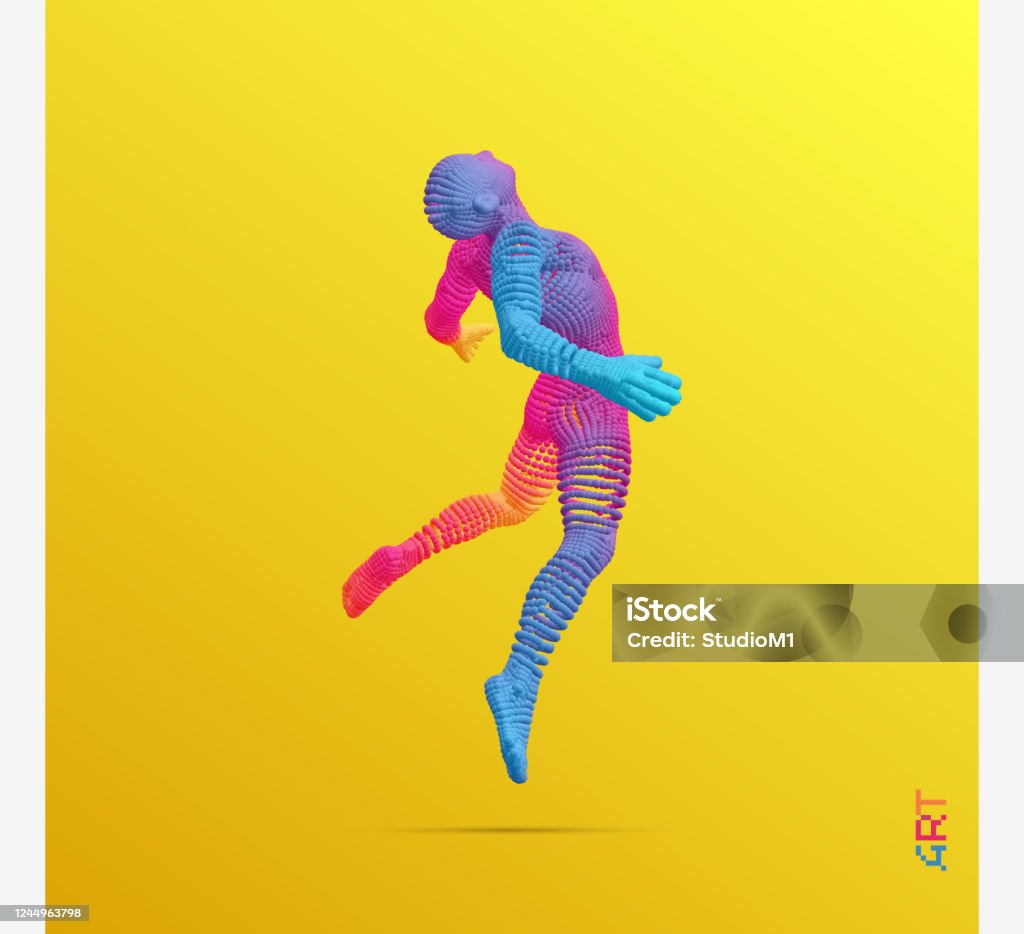 Vector Hopping Man Jumping Man Man Floating And Hovering In The Air 3d Vector Illustration ...