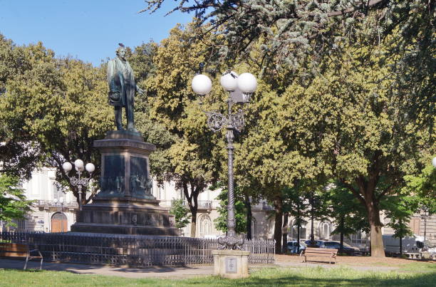 Piazza Martiri della Liberta (martyrs of freedom), large town square in Pisa, Tuscany, Italy, Europe. In the center the statue of Grand Duke Pietro Leopoldo I.
