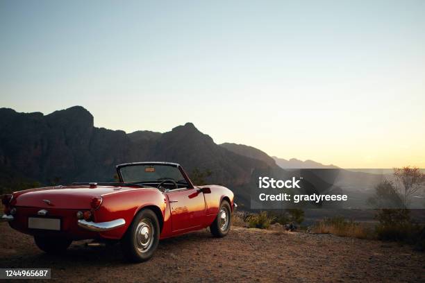 Road Tripping Old School Style Stock Photo - Download Image Now - Car, Driving, Road Trip